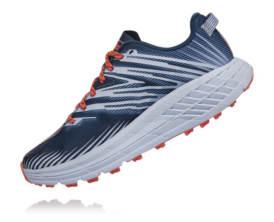 Hoka One One Trailsko Dame - Speedgoat 4 - Mørkeblå/Hvide - 538261NRA